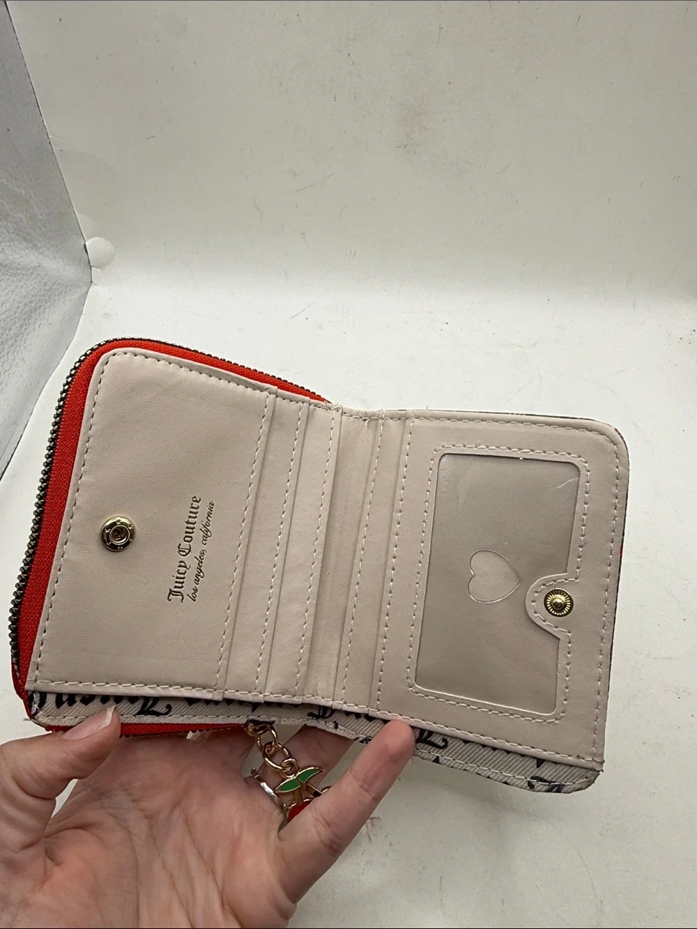 Juicy Couture Juicy Fruit Small Zip Around Wallet ID Card Holder Brown Red